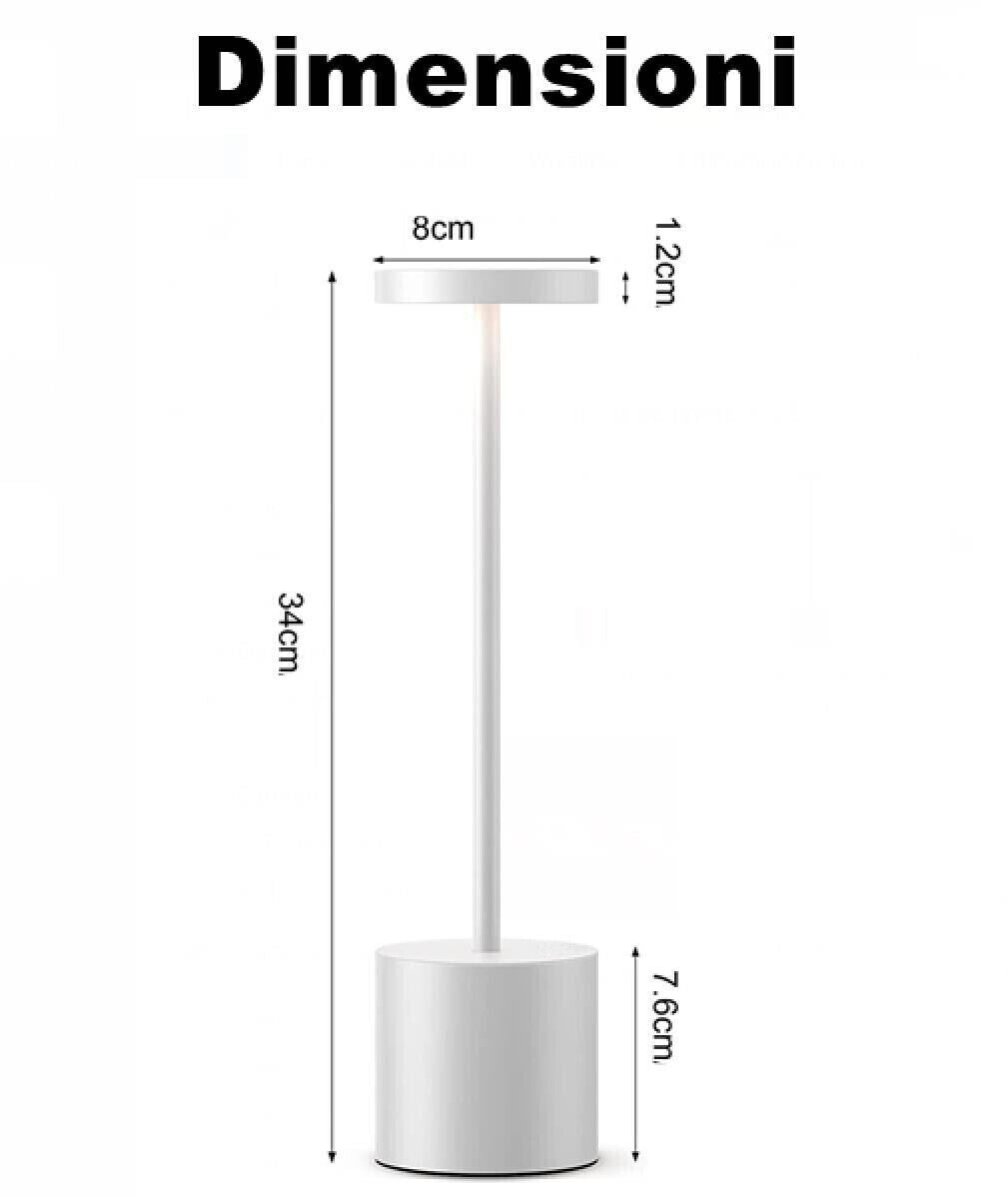 LAMPADA DA TAVOLO RICARICABILE TOUCH DIMMERABILE per BAR HOTEL RISTORANTE USB C